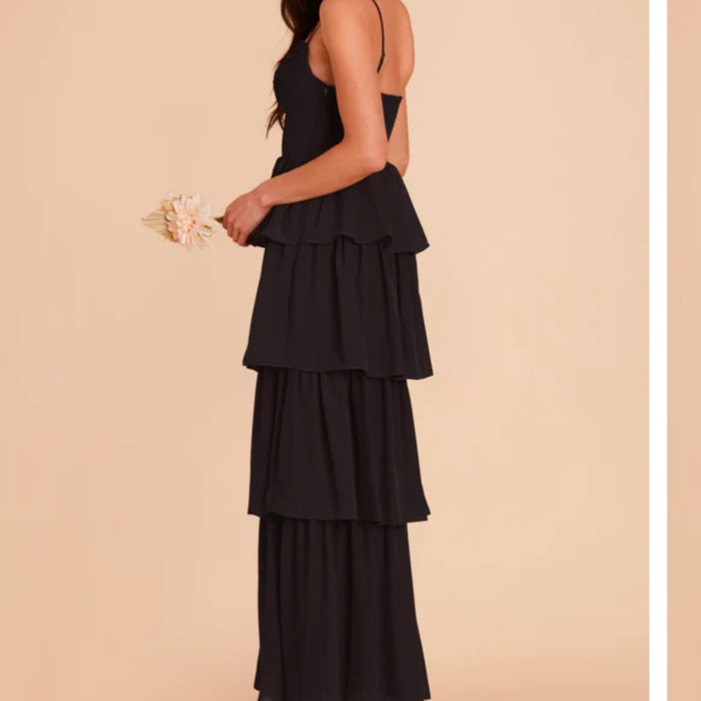 Birdy Grey Black Tiered Ruffle High-Slit Maxi Dress - Picture 2 of 4